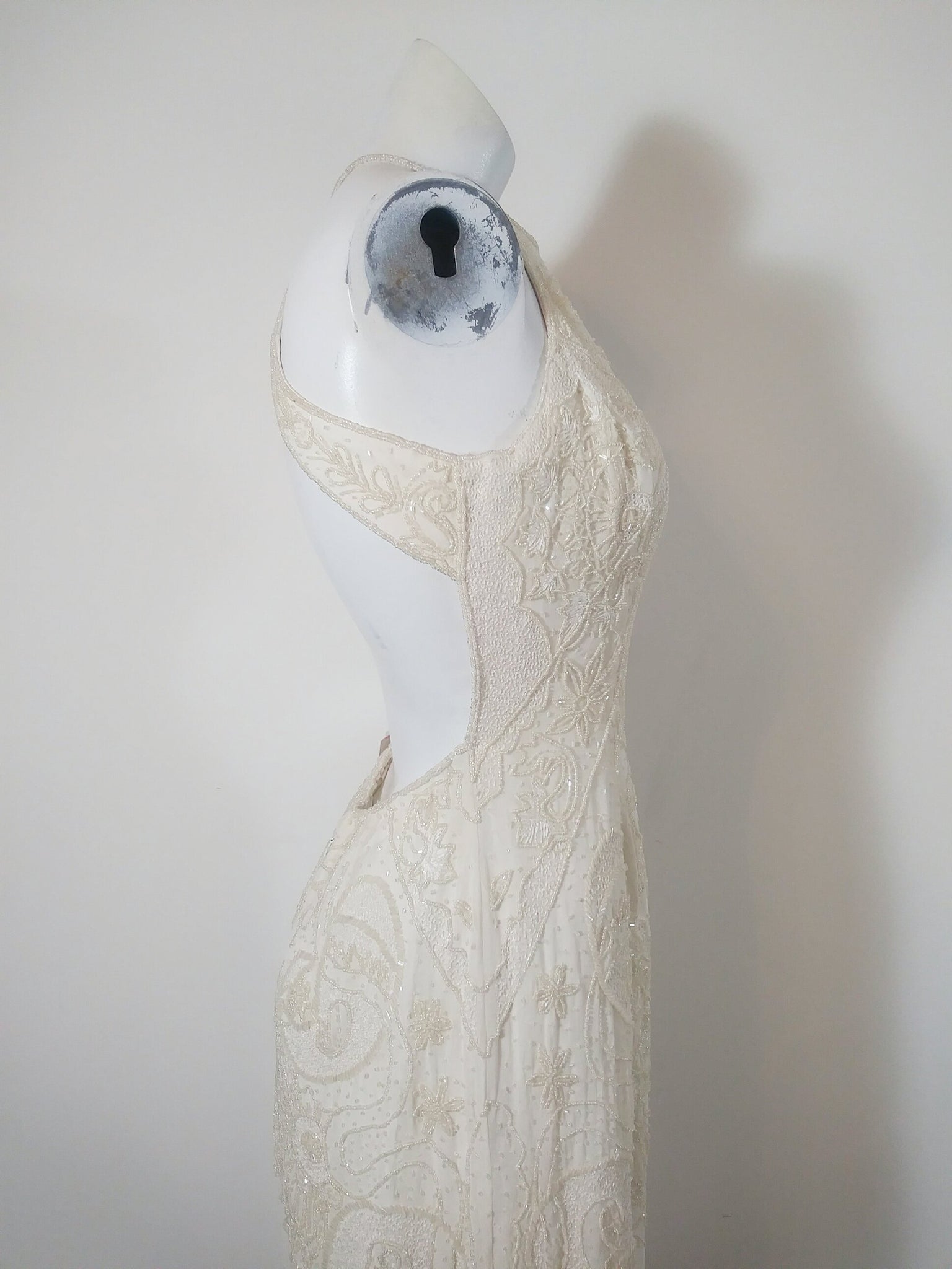 Vintage 90s prom dress / 90s beaded dress / 90s backless dress / Vinta Glitterngoldvintage Vintage 90s prom dress / 90s beaded dress / 90s backless dress / Vinta Glitterngoldvintage