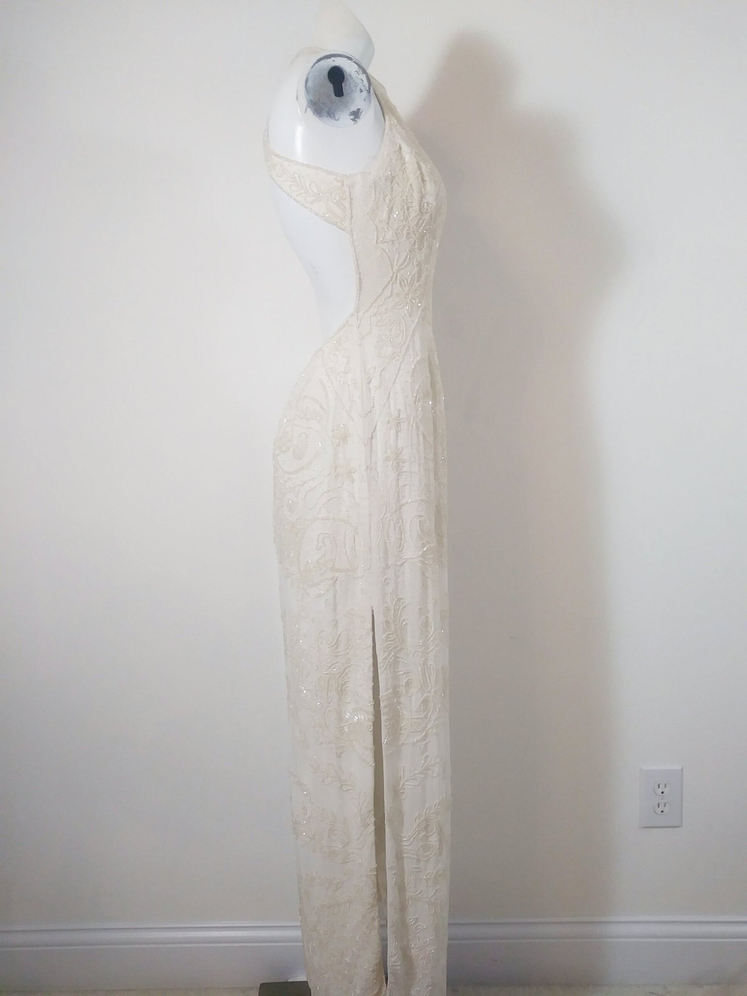 Vintage 90s prom dress / 90s beaded dress / 90s backless dress / Vinta Glitterngoldvintage Vintage 90s prom dress / 90s beaded dress / 90s backless dress / Vinta Glitterngoldvintage