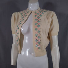 Load image into Gallery viewer, Vintage 50s Cashmere Cardigan Sweater with sequin detail Sax Fifth Ave by David Goodstein