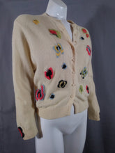 Load image into Gallery viewer, Vintage 50s Cardigan Sweater  / Vintage 50s butterfly cardigan / 50s cardigan sweater / embroidered butterfly sweater / GlitterNgoldVintage