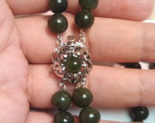 Load image into Gallery viewer, vintage Sterling Silver Clasp &amp; Jade Beads double strand Bracelet