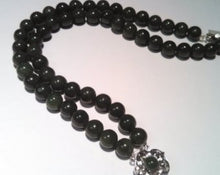 Load image into Gallery viewer, vintage Sterling Silver Clasp &amp; Jade Beads double strand Bracelet