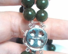 Load image into Gallery viewer, vintage Sterling Silver Clasp &amp; Jade Beads double strand Bracelet