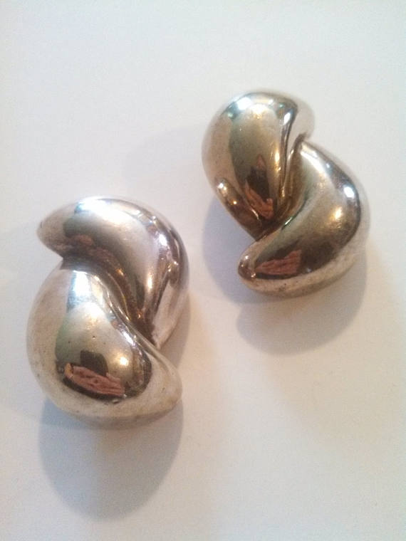 vintage chunky designer Simon Sebbag Sterling Silver Earrings